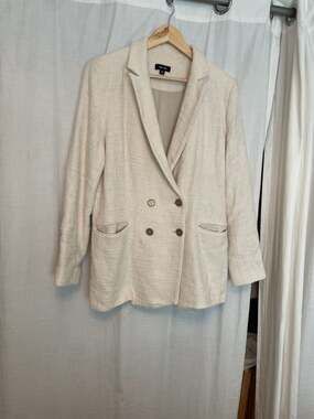 Saint + Sofia Women's Ivory Tweed Double Breasted Blazer Size 14
Classic London
